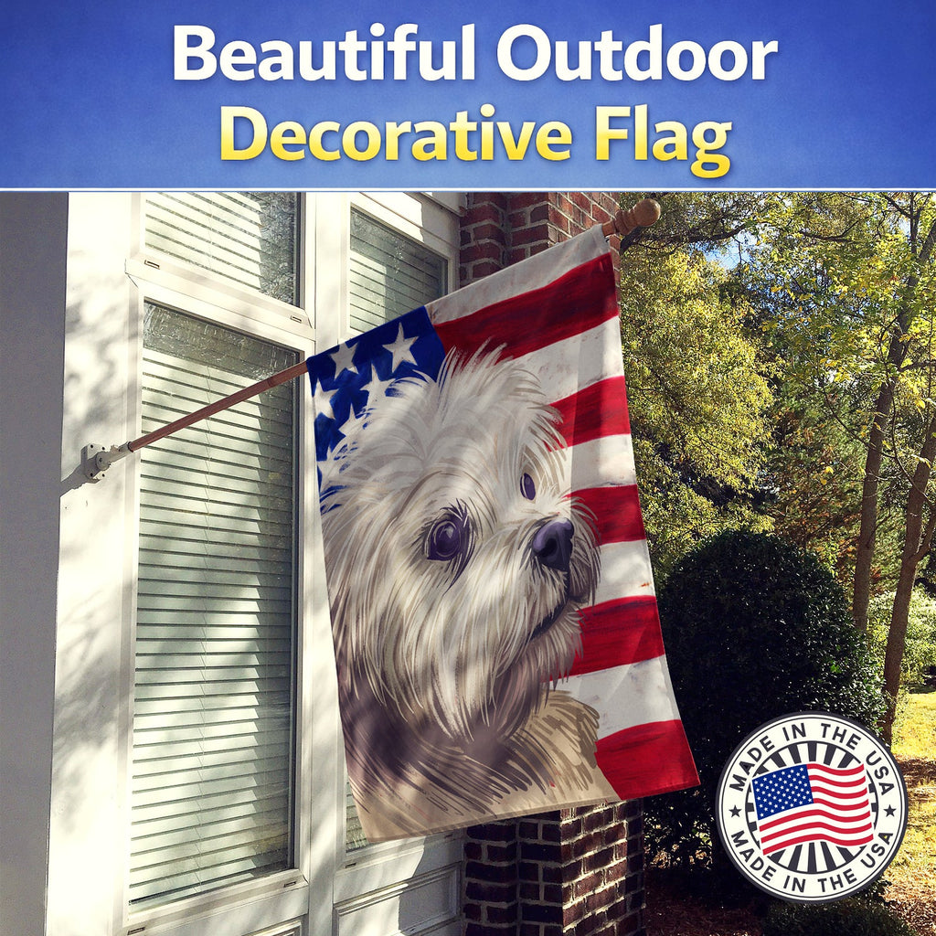 Lowchen American Flag House Flag 28x40 Porch Sleeve Pole Decorative Outside Yard Banner Artwork Wall Hanging, Polyester