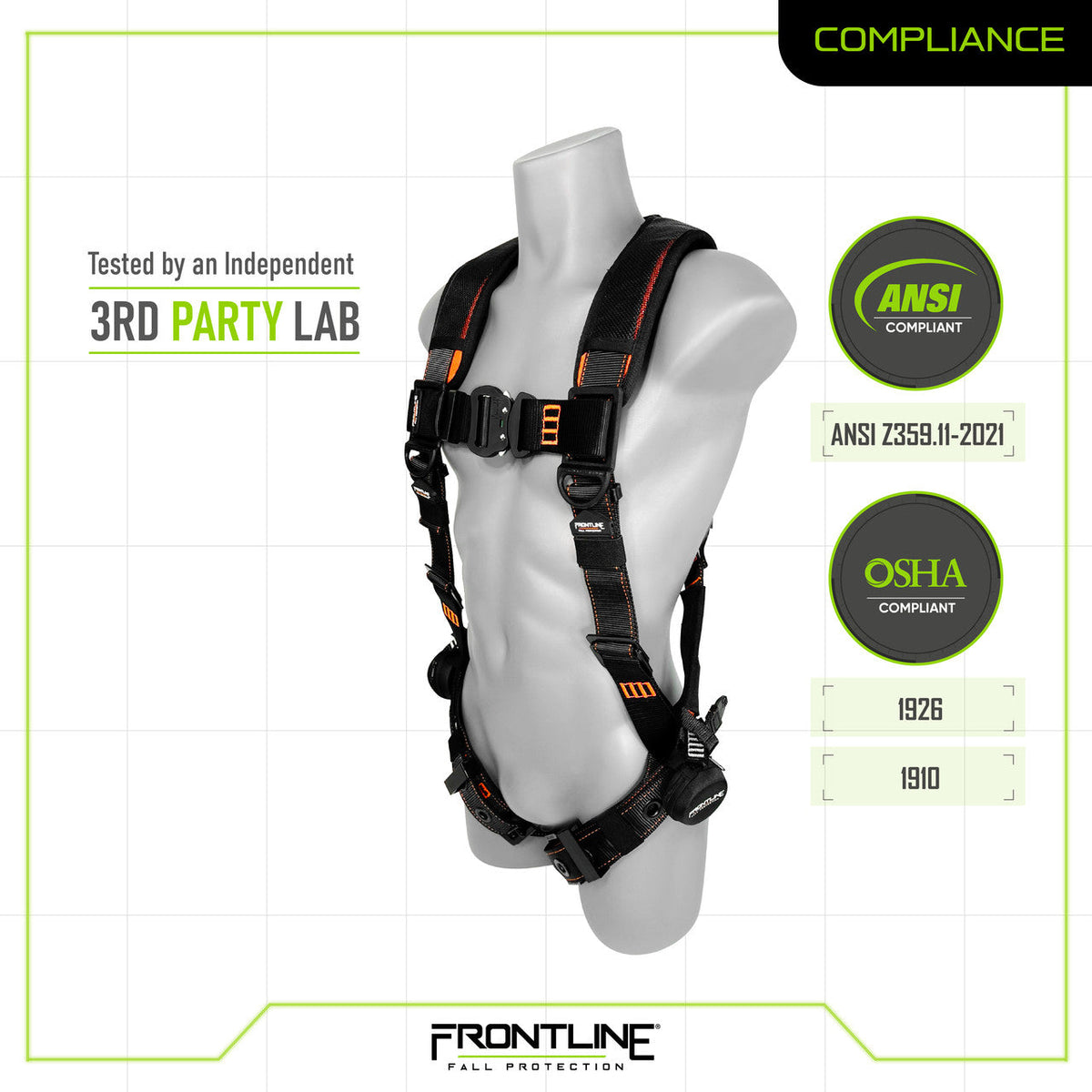 Frontline 110VTB Combat Lite Vest Style Harness with Aluminum Hardware and Suspension Trauma Straps XL/2X