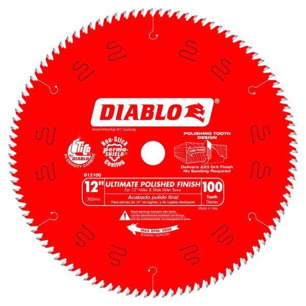 Diablo D12100X 12 in. x 100 Tooth Ultimate Polished Finish Saw Blade