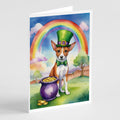 Basenji St Patrick's Day Greeting Cards Pack of 8 Blank Cards with Envelopes Whimsical A7 Size 5x7