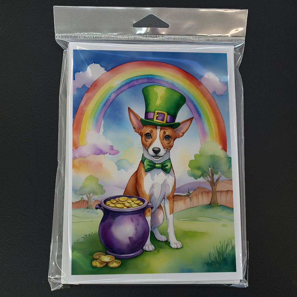 Basenji St Patrick's Day Greeting Cards Pack of 8 Blank Cards with Envelopes Whimsical A7 Size 5x7