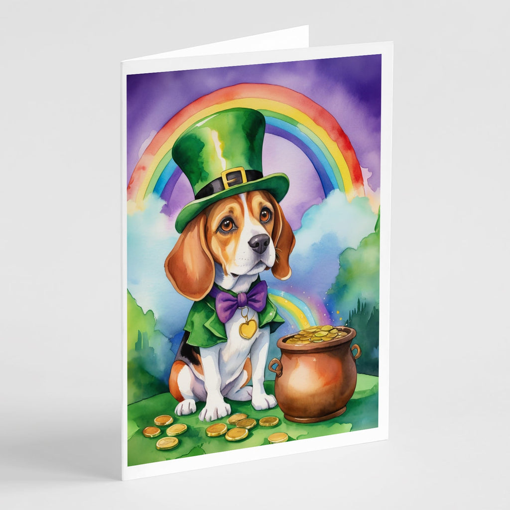 Beagle St Patrick's Day Greeting Cards Pack of 8 Blank Cards with Envelopes Whimsical A7 Size 5x7