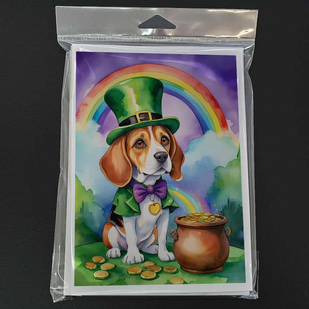 Beagle St Patrick's Day Greeting Cards Pack of 8 Blank Cards with Envelopes Whimsical A7 Size 5x7