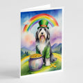 Bearded Collie St Patrick's Day Greeting Cards Pack of 8 Blank Cards with Envelopes Whimsical A7 Size 5x7
