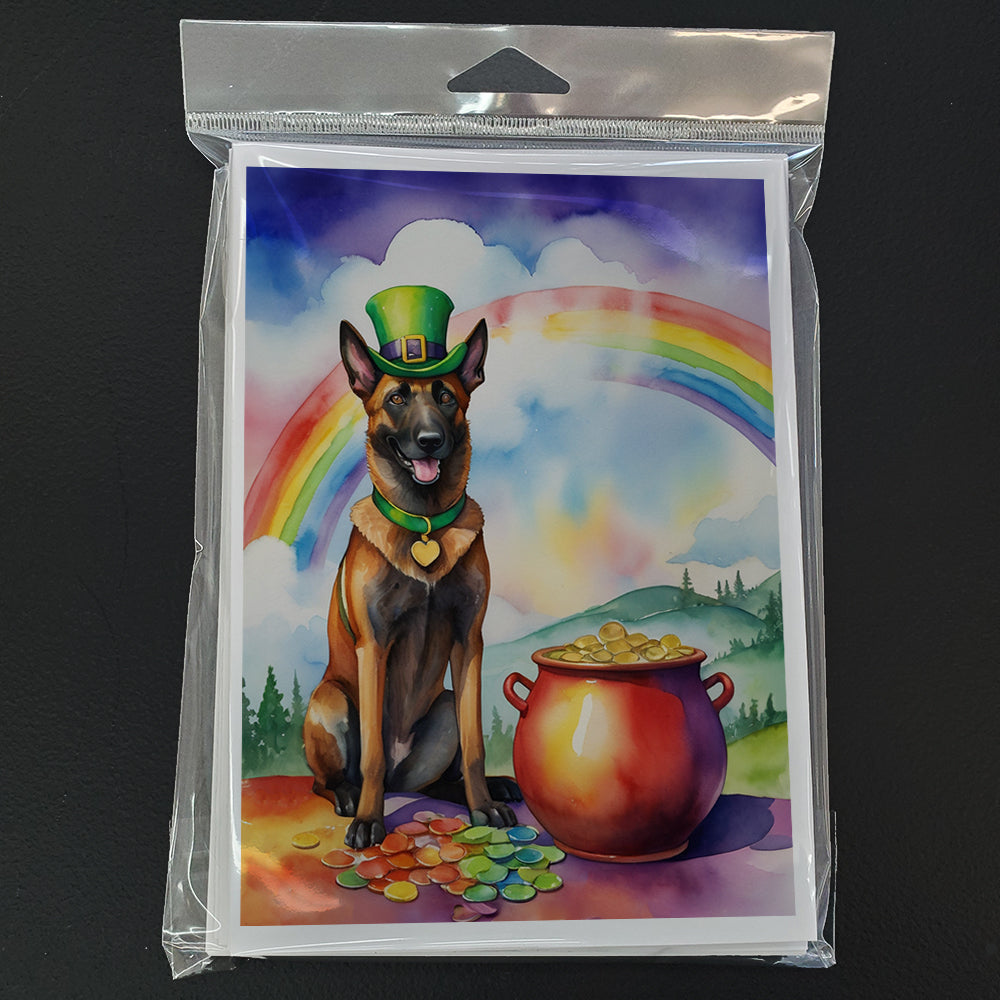 Belgian Malinois St Patrick's Day Greeting Cards Pack of 8 Blank Cards with Envelopes Whimsical A7 Size 5x7