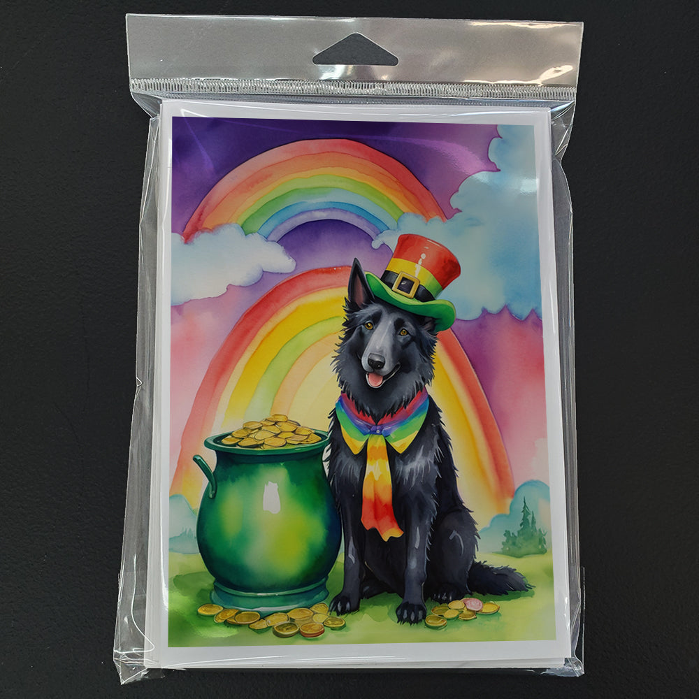 Belgian Sheepdog St Patrick's Day Greeting Cards Pack of 8 Blank Cards with Envelopes Whimsical A7 Size 5x7