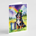 Bernese Mountain Dog St Patrick's Day Greeting Cards Pack of 8 Blank Cards with Envelopes Whimsical A7 Size 5x7