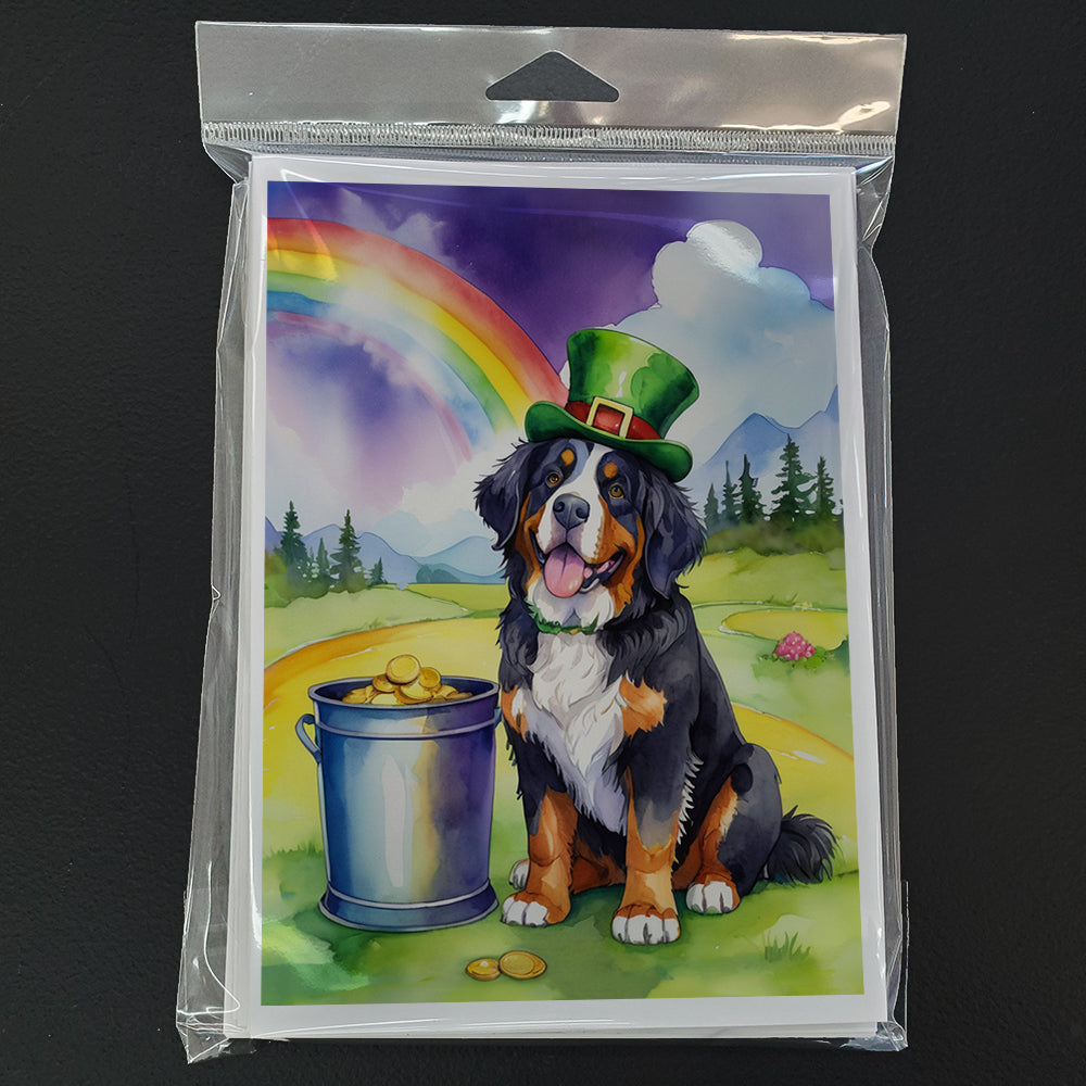 Bernese Mountain Dog St Patrick's Day Greeting Cards Pack of 8 Blank Cards with Envelopes Whimsical A7 Size 5x7