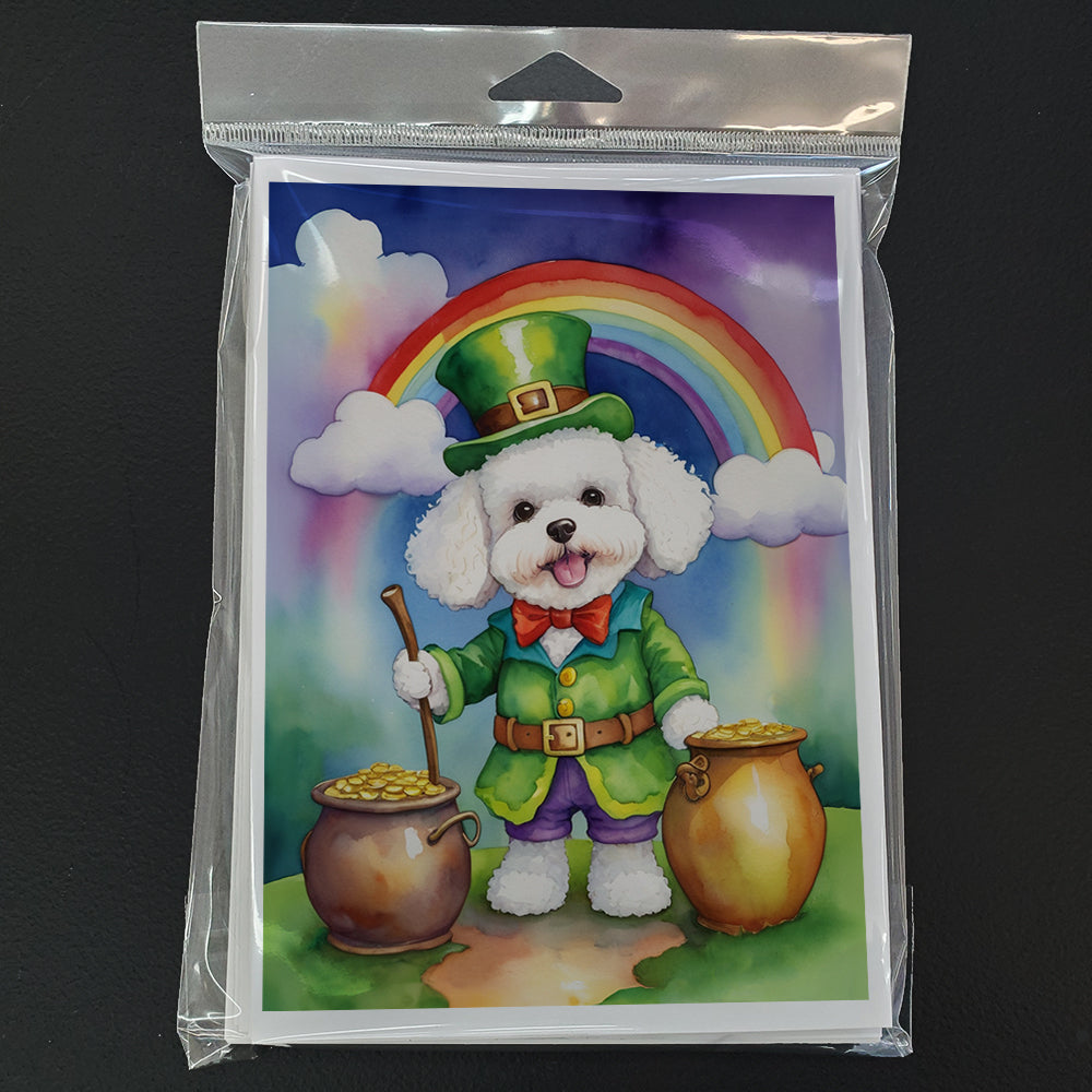 Bichon Frise St Patrick's Day Greeting Cards Pack of 8 Blank Cards with Envelopes Whimsical A7 Size 5x7
