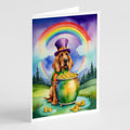 Bloodhound St Patrick's Day Greeting Cards Pack of 8 Blank Cards with Envelopes Whimsical A7 Size 5x7