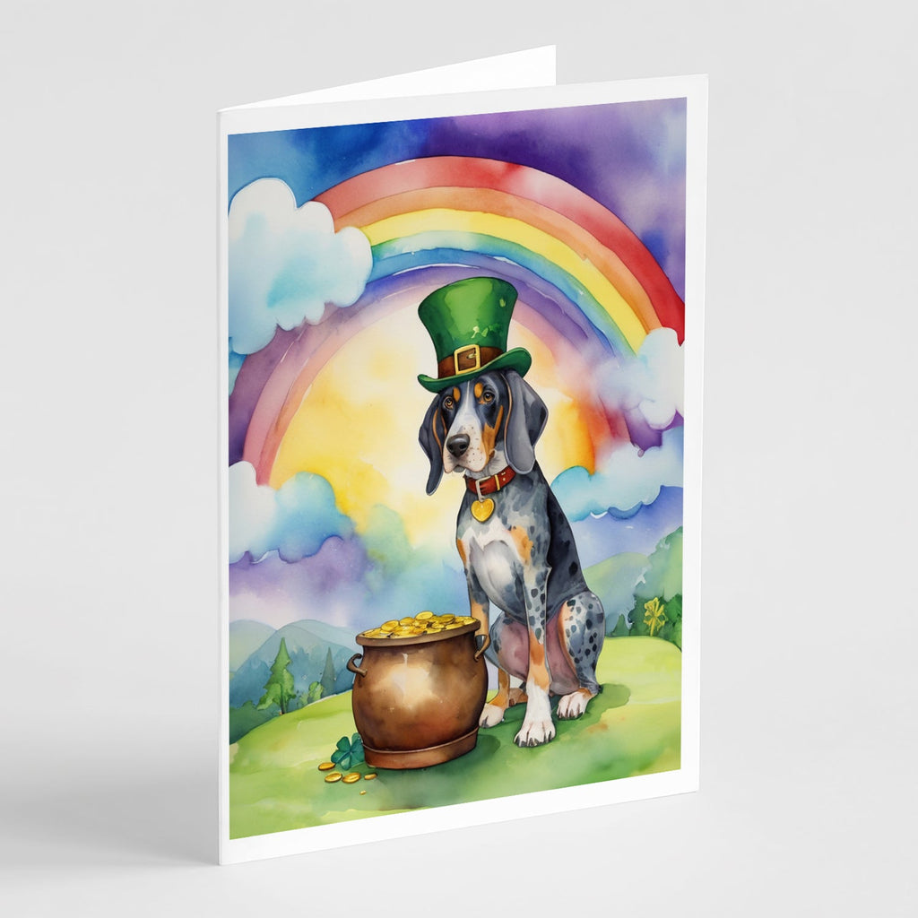 Bluetick Coonhound St Patrick's Day Greeting Cards Pack of 8 Blank Cards with Envelopes Whimsical A7 Size 5x7
