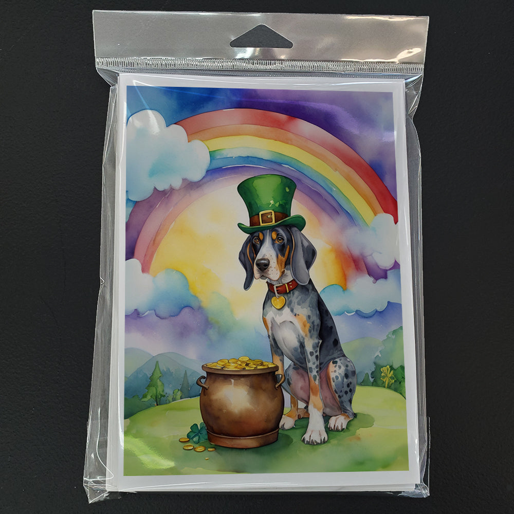 Bluetick Coonhound St Patrick's Day Greeting Cards Pack of 8 Blank Cards with Envelopes Whimsical A7 Size 5x7
