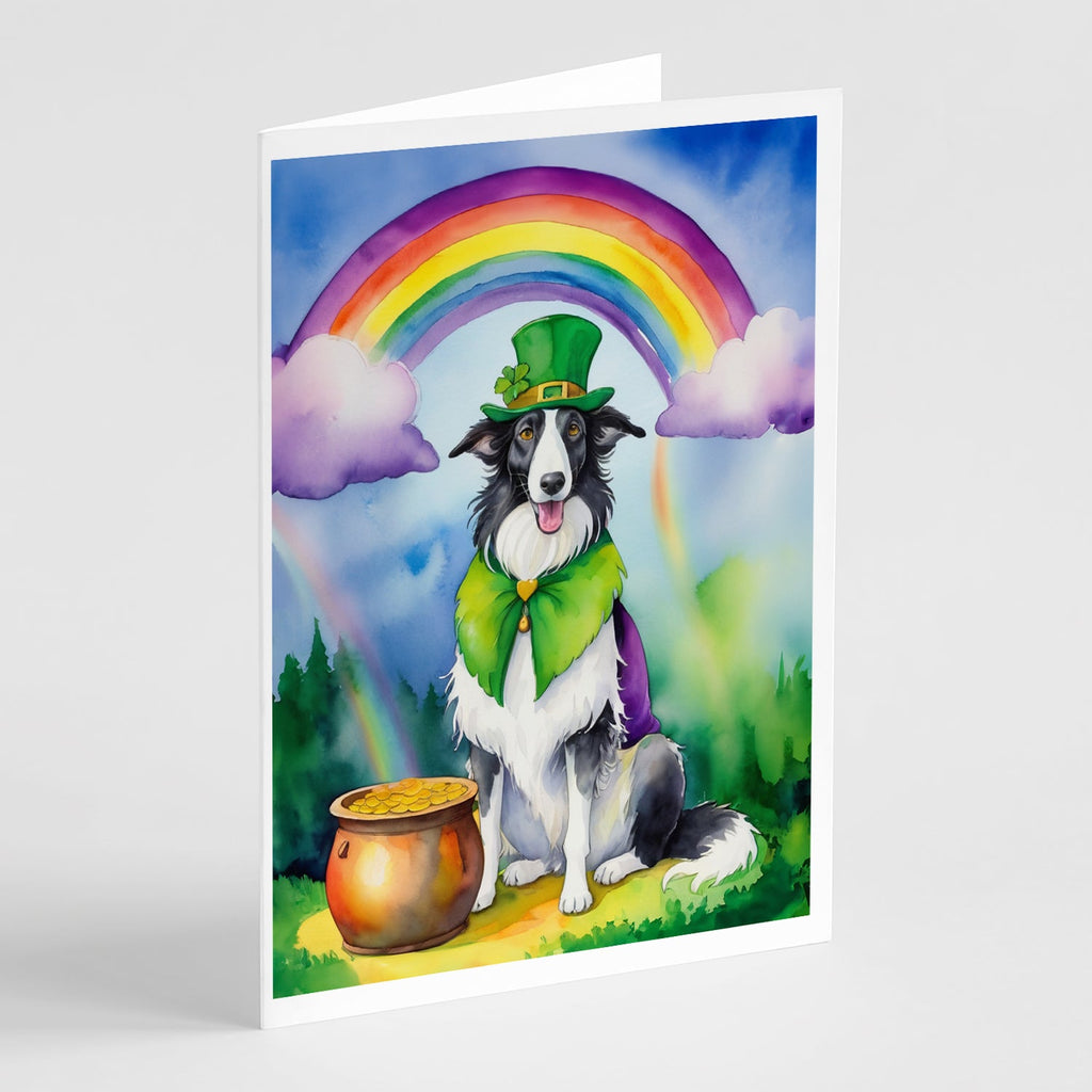 Borzoi St Patrick's Day Greeting Cards Pack of 8 Blank Cards with Envelopes Whimsical A7 Size 5x7