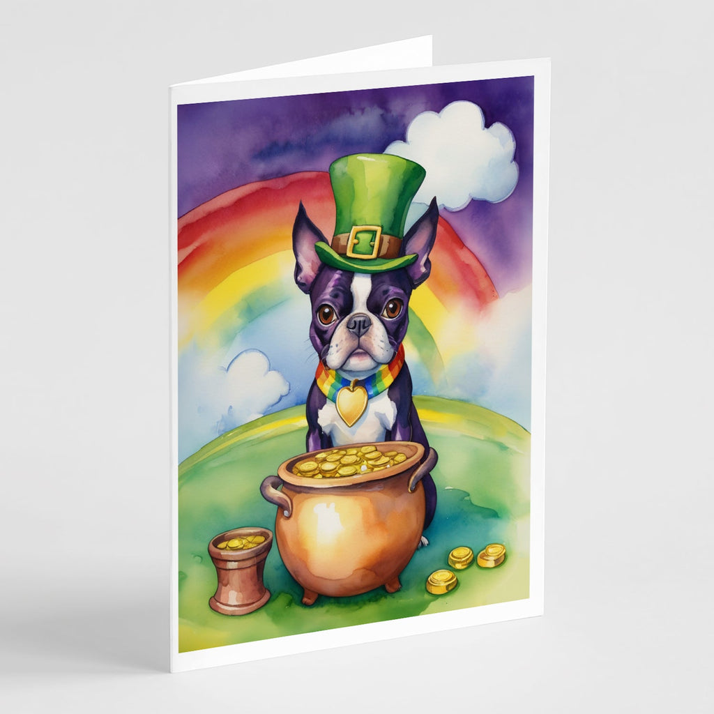Boston Terrier St Patrick's Day Greeting Cards Pack of 8 Blank Cards with Envelopes Whimsical A7 Size 5x7