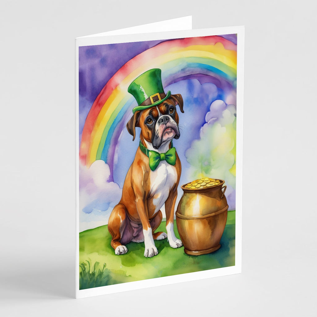 Boxer St Patrick's Day Greeting Cards Pack of 8 Blank Cards with Envelopes Whimsical A7 Size 5x7