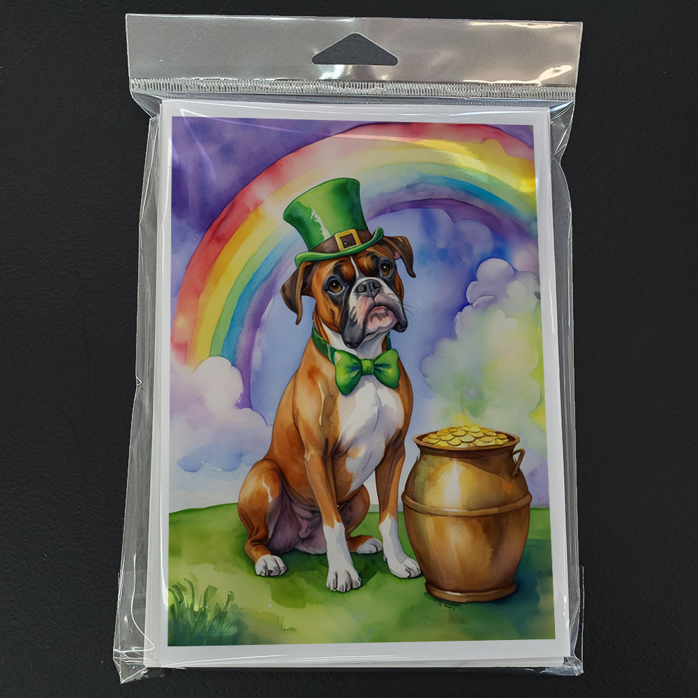 Boxer St Patrick's Day Greeting Cards Pack of 8 Blank Cards with Envelopes Whimsical A7 Size 5x7