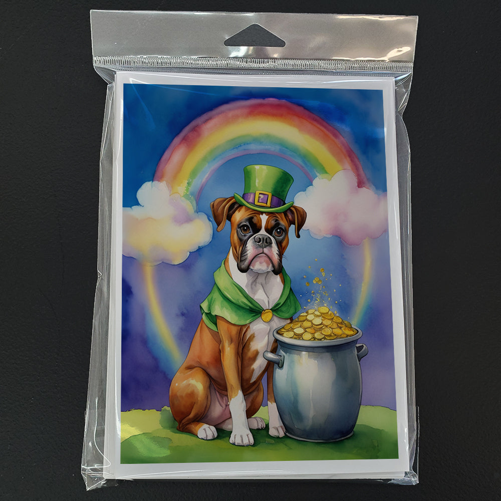 Boxer St Patrick's Day Greeting Cards Pack of 8 Blank Cards with Envelopes Whimsical A7 Size 5x7