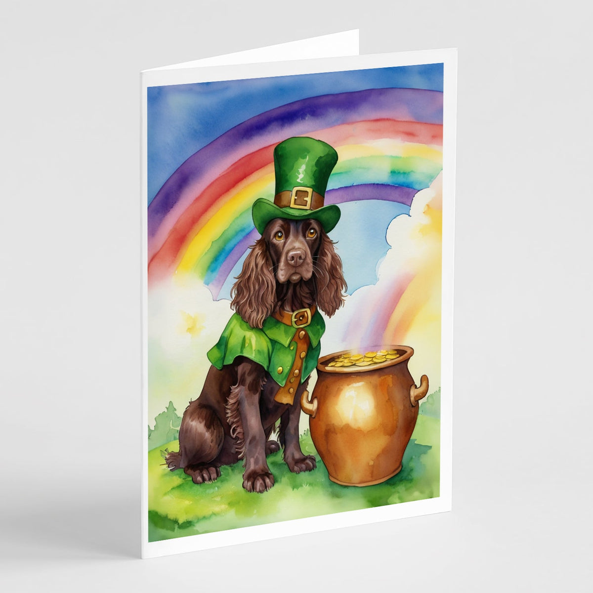 Boykin Spaniel St Patrick's Day Greeting Cards Pack of 8 Blank Cards with Envelopes Whimsical A7 Size 5x7