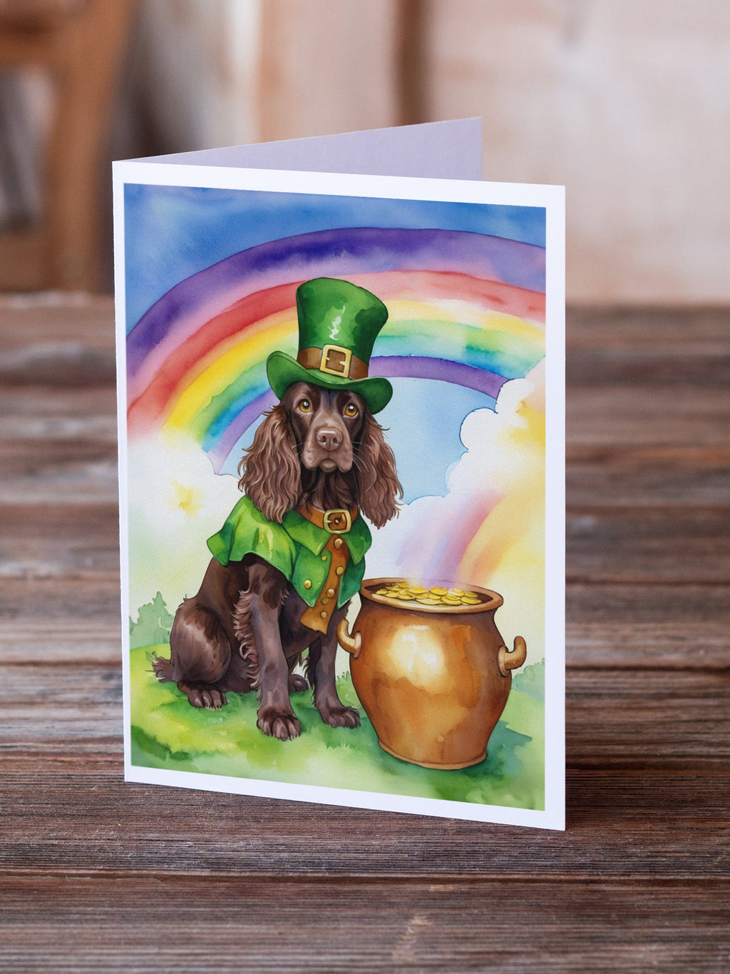 Boykin Spaniel St Patrick's Day Greeting Cards Pack of 8 Blank Cards with Envelopes Whimsical A7 Size 5x7