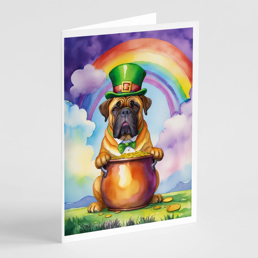Bullmastiff St Patrick's Day Greeting Cards Pack of 8 Blank Cards with Envelopes Whimsical A7 Size 5x7