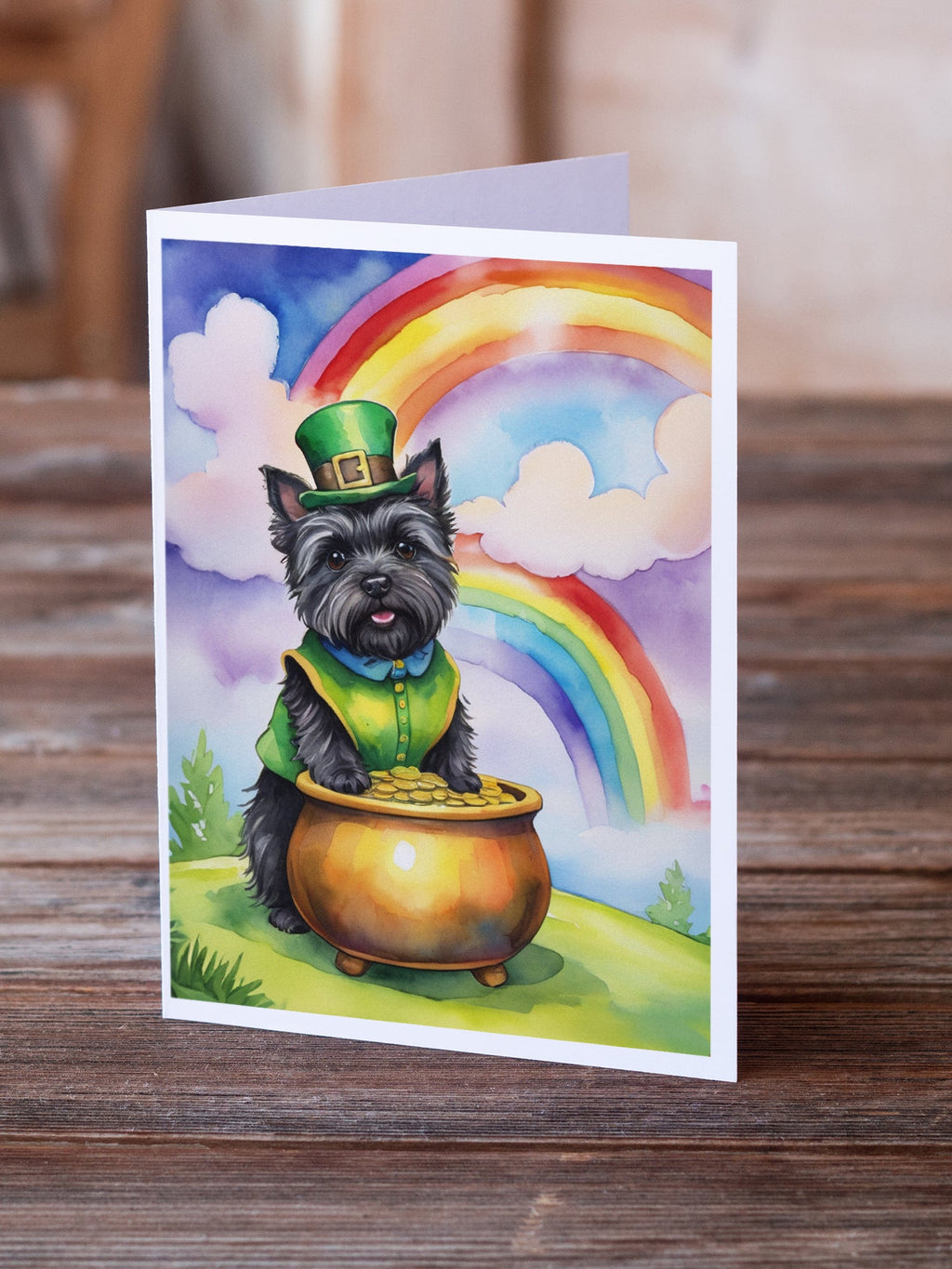 Cairn Terrier St Patrick's Day Greeting Cards Pack of 8 Blank Cards with Envelopes Whimsical A7 Size 5x7