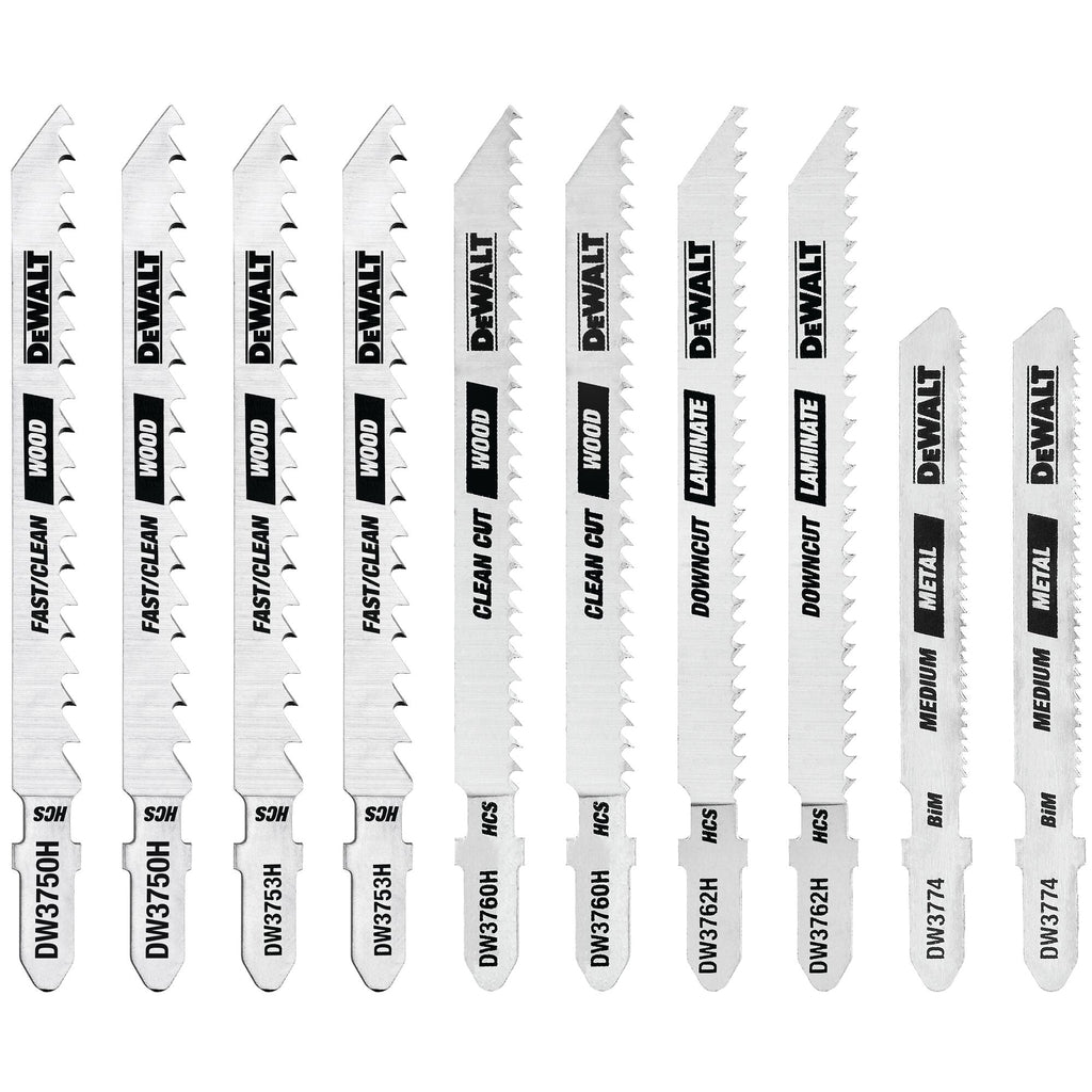 DeWalt DW3741C Jigsaw Blades Set With Case T-Shank 10-Piece
