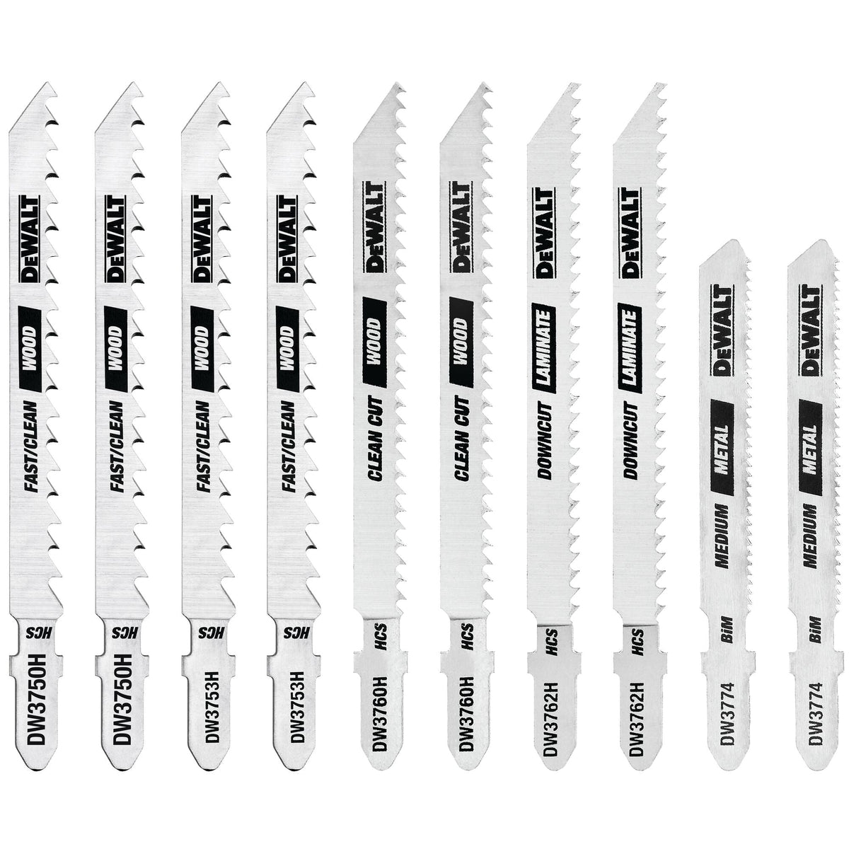 DeWalt DW3741C Jigsaw Blades Set With Case T-Shank 10-Piece