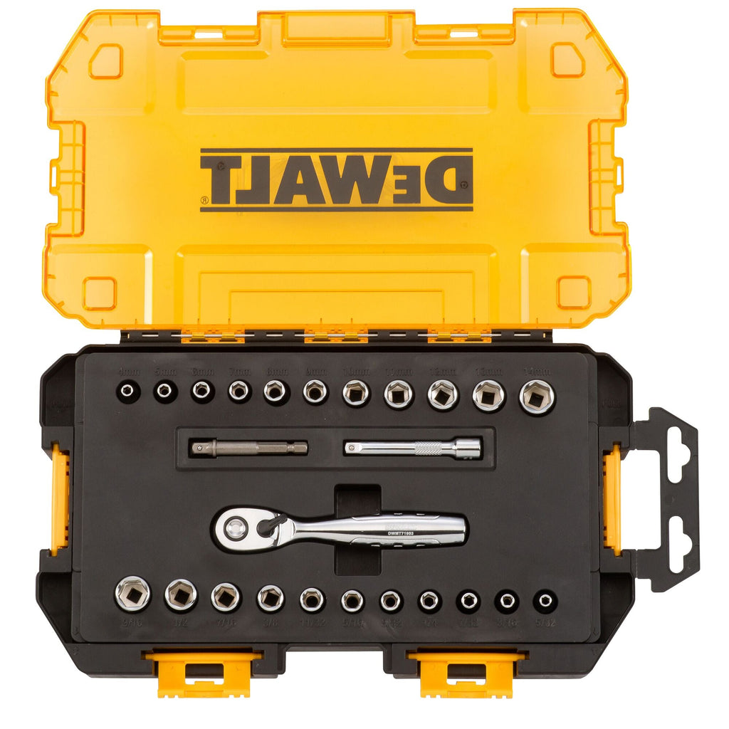 DeWalt DWMT73805 Drive Socket Set, SAE/Metric, 1/4-Inch Drive, 25-Piece