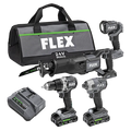 FLEX FXM401-2A 4-Tool Brushless Power Tool Combo Kit with Soft Case