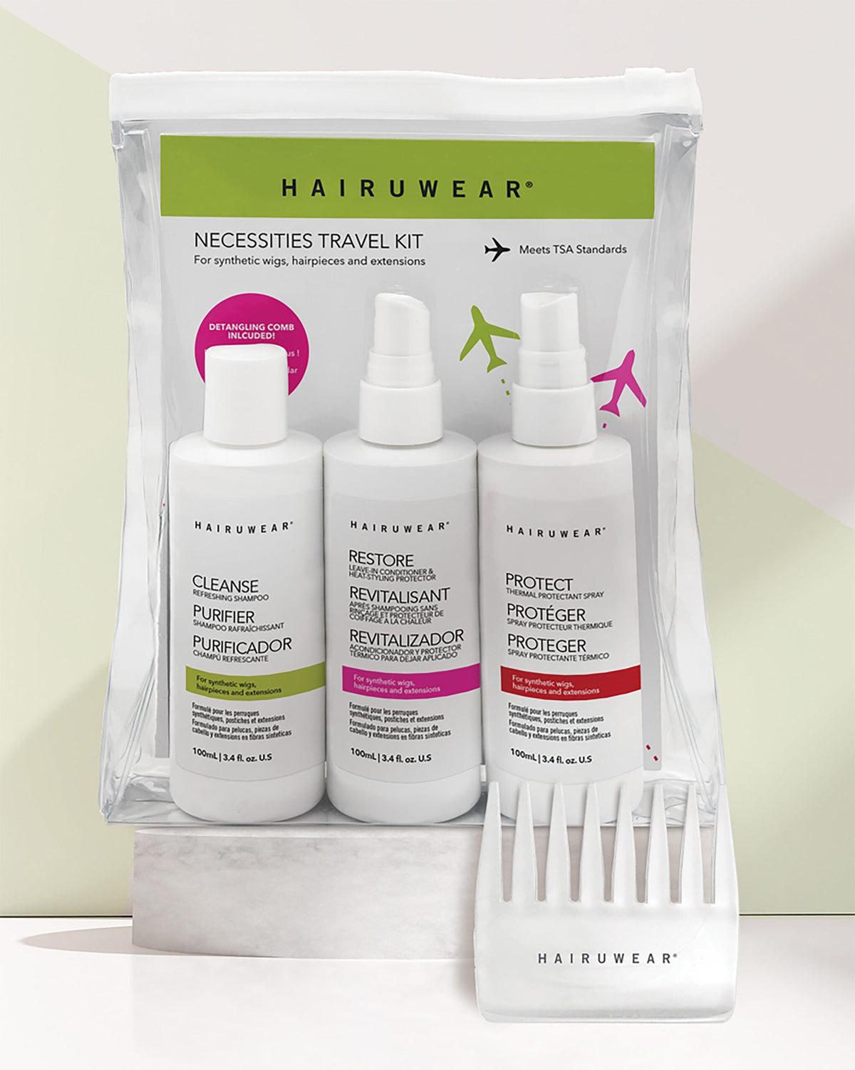 HairUWear 4PC Necessities Travel Kit