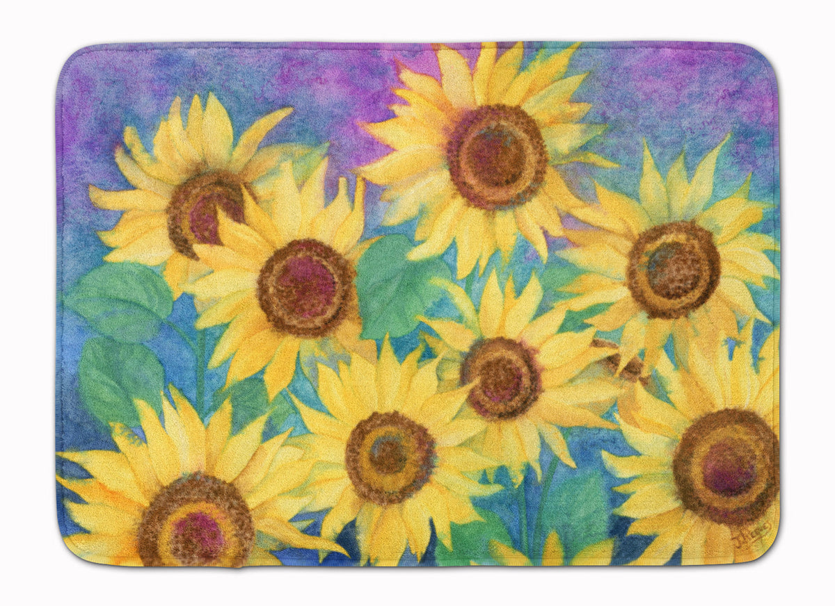 Sunflowers and Purple Memory Foam Kitchen Mat Machine Washable Anti-Fatigue Cushion Comfort Bath or Kitchen Rug