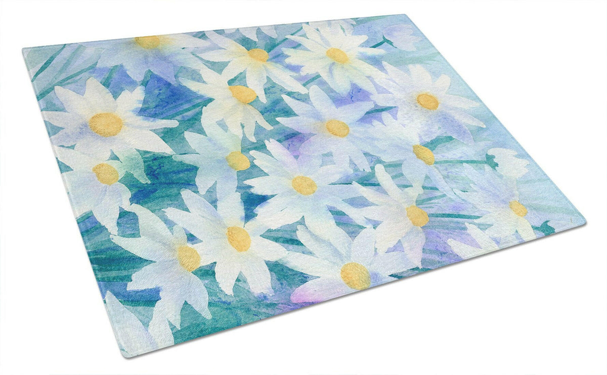 Light and Airy Daisies Cutting Board Tempered Glass Kitchen Cutting Surface, Heat Resistant Chopping, Non-Slip Feet, Food Prep & Serving