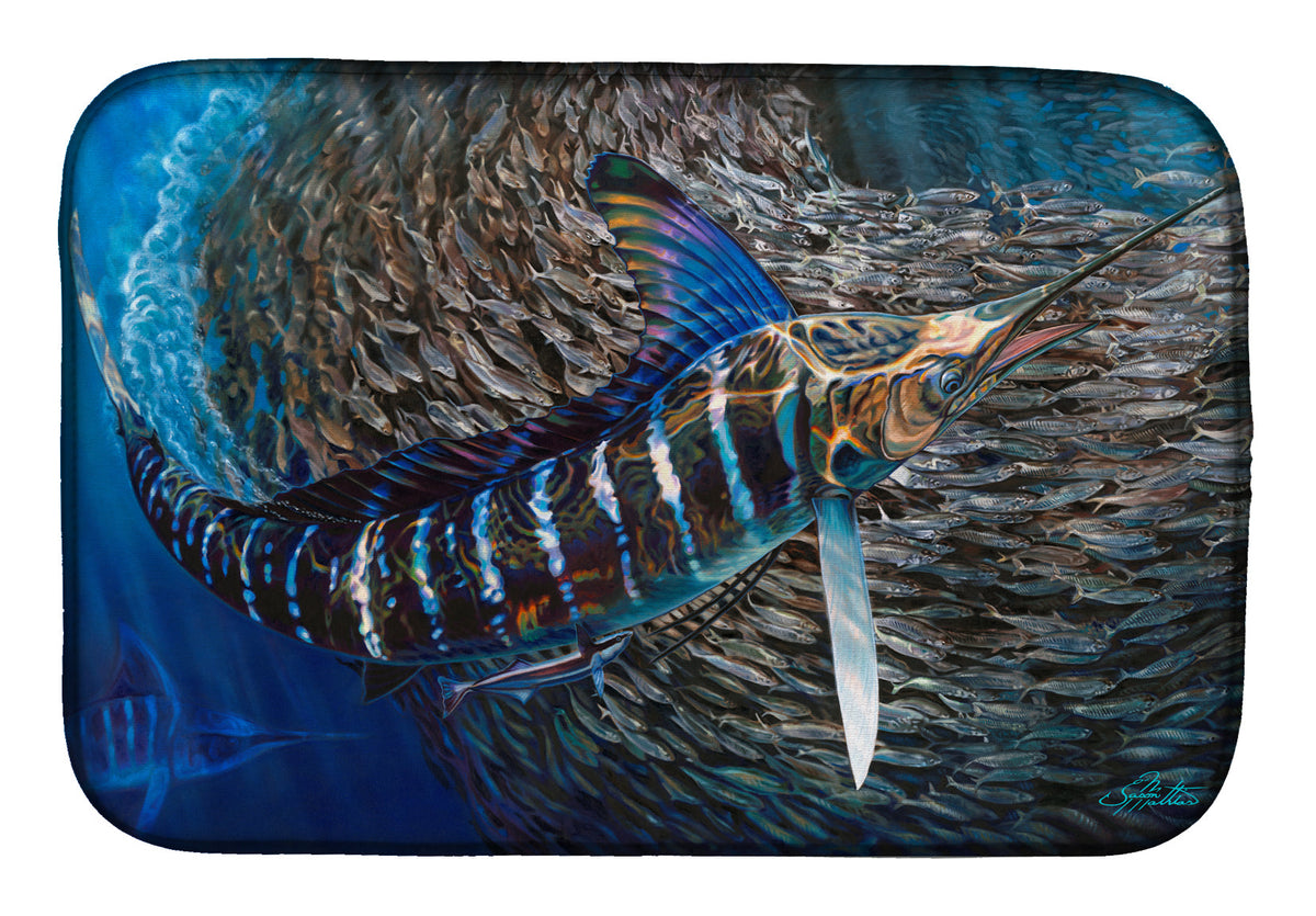 Striped Gem Striped Marlin Dish Drying Mat Absorbent Dish Drying Mat Pad for Kitchen Counter Dish Drainer Mat for Countertop, 14 x 21", Multicolor