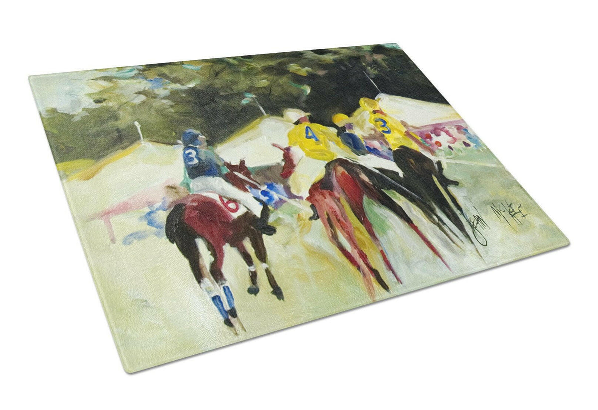 Polo at the Point Cutting Board Tempered Glass Kitchen Cutting Surface, Heat Resistant Chopping, Non-Slip Feet, Food Prep & Serving