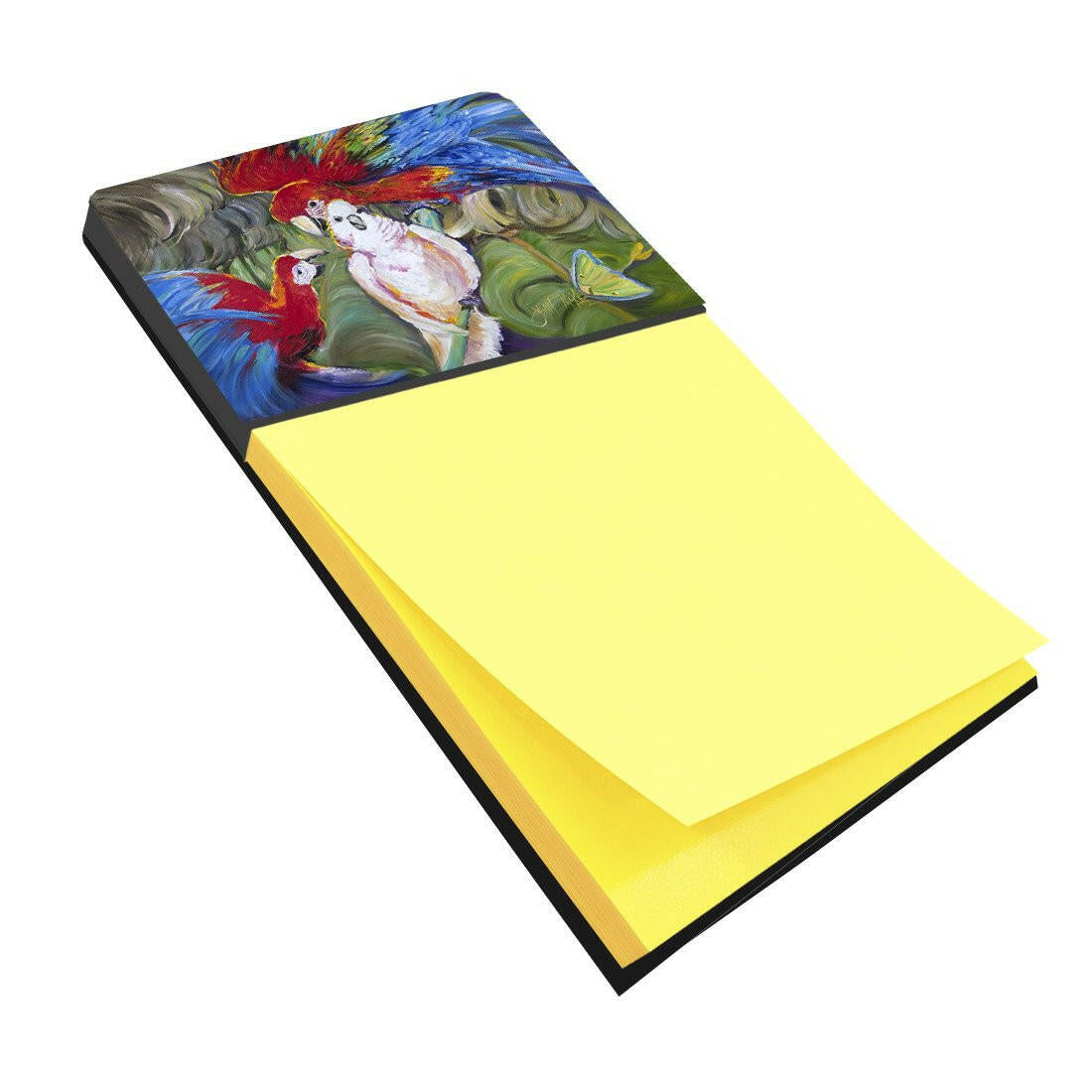 Menage-a-trois Parrots Watercolor Sticky Note Holder Refillable Dispenser Desk Accessory 3x3 Pad Gift