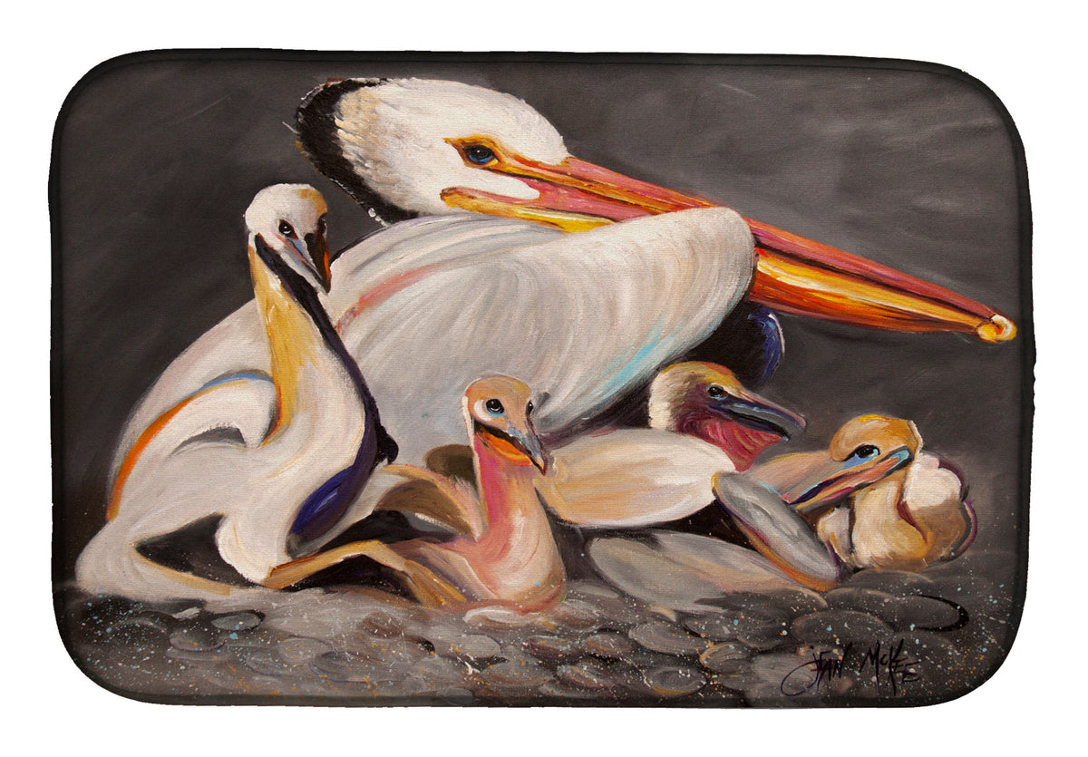 White Pelicans Dish Drying Mat Absorbent Dish Drying Mat Pad for Kitchen Counter Dish Drainer Mat for Countertop, 14 x 21", Multicolor