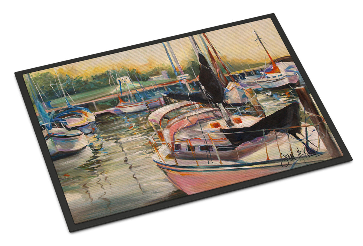 Black Sails Sailboat Doormat Indoor Outdoor 24H X 36W Front Door Mat Rugs for Entryway, Non Slip Washable Low Pile,