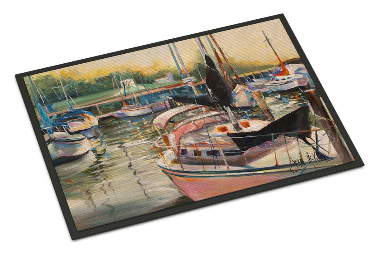 Black Sails Sailboat Doormat Indoor Outdoor 18H X 27W Front Door Mat Rugs for Entryway, Non Slip Washable