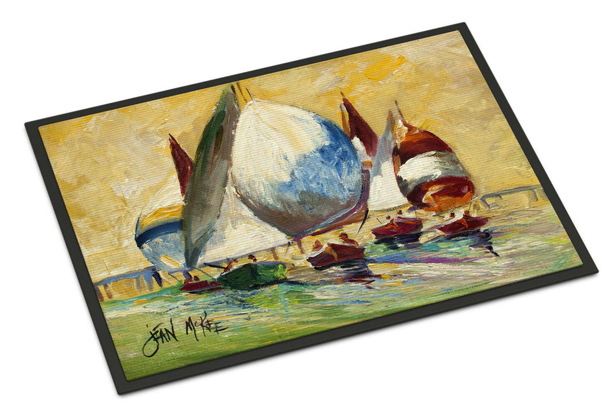 Bimini Sails Sailboat Doormat Indoor Outdoor 18H X 27W Front Door Mat Rugs for Entryway, Non Slip Washable
