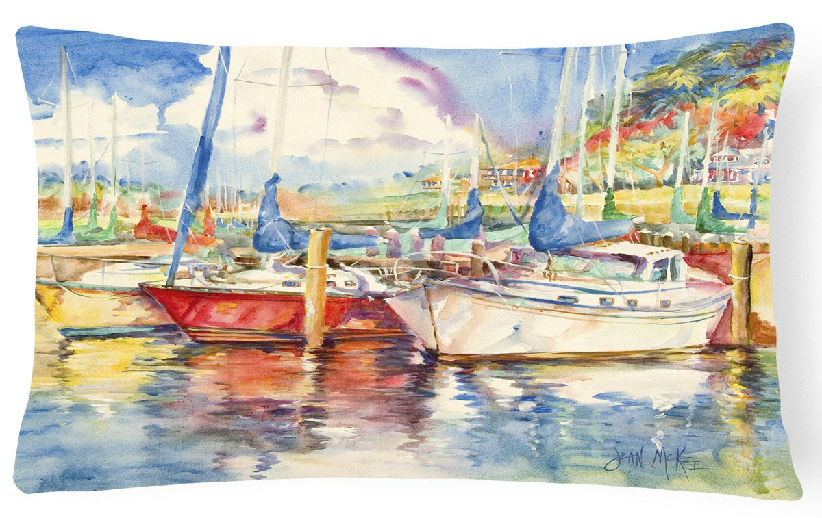 Three Boats Sailboats Decorative Throw Pillow 12x16 Indoor Outdoor Accent Cushion, Fabric Cover with Insert for Sofa, Bed, Porch & Living Room