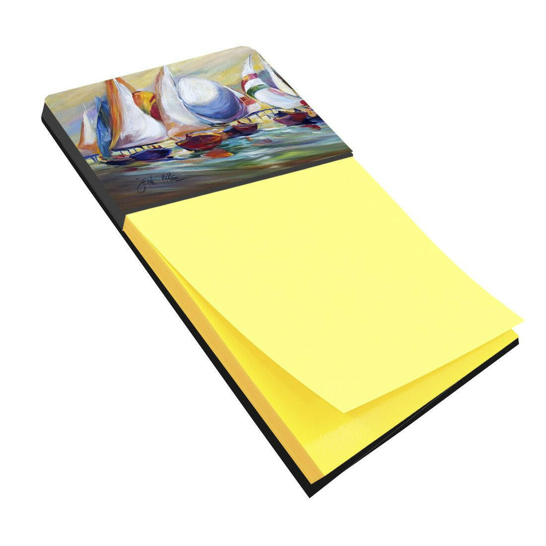 Sailboat Race in Dauphin Island Watercolor Sticky Note Holder Refillable Dispenser Desk Accessory 3x3 Pad Gift