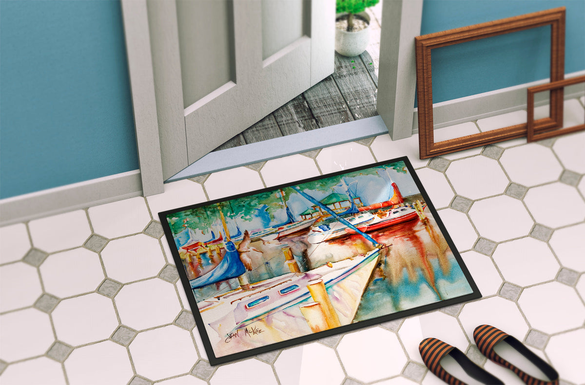 Sailboats at the Gazebo Doormat Indoor Outdoor 24H X 36W Front Door Mat Rugs for Entryway, Non Slip Washable Low Pile,