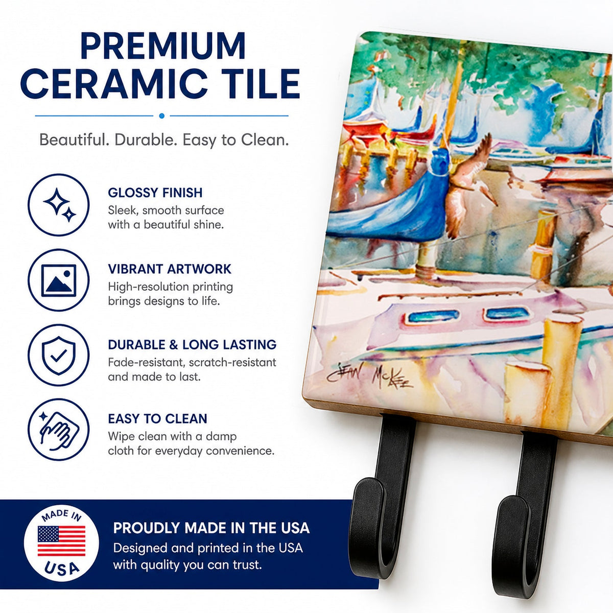 Sailboats at the Gazebo Leash or Key Holder Wall Hooks, Coat Rack Wall Mount, for Hanging Keys, Towels, Aprons, Leashes