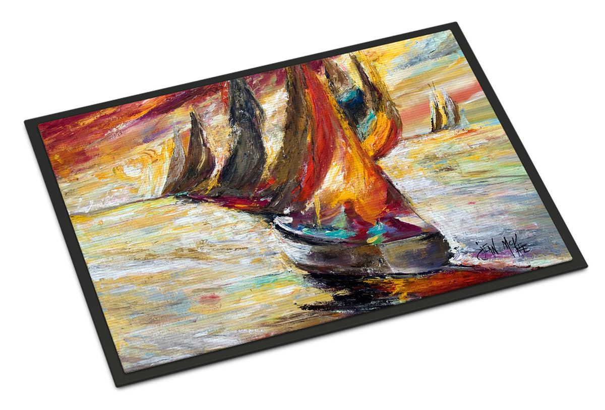 Red Sails Sailboat  Doormat Indoor Outdoor 24H X 36W Front Door Mat Rugs for Entryway, Non Slip Washable Low Pile,