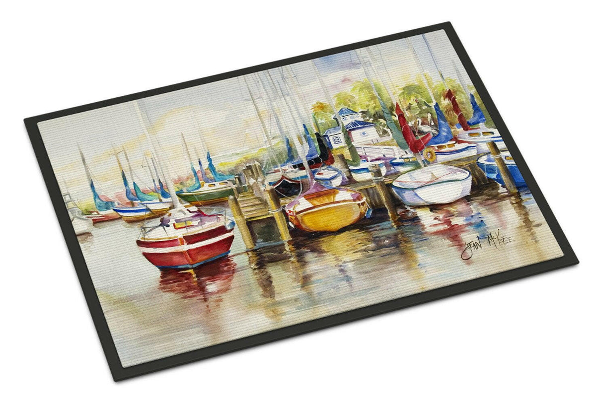 Paradise Yacht Club II Sailboats Doormat Indoor Outdoor 18H X 27W Front Door Mat Rugs for Entryway, Non Slip Washable