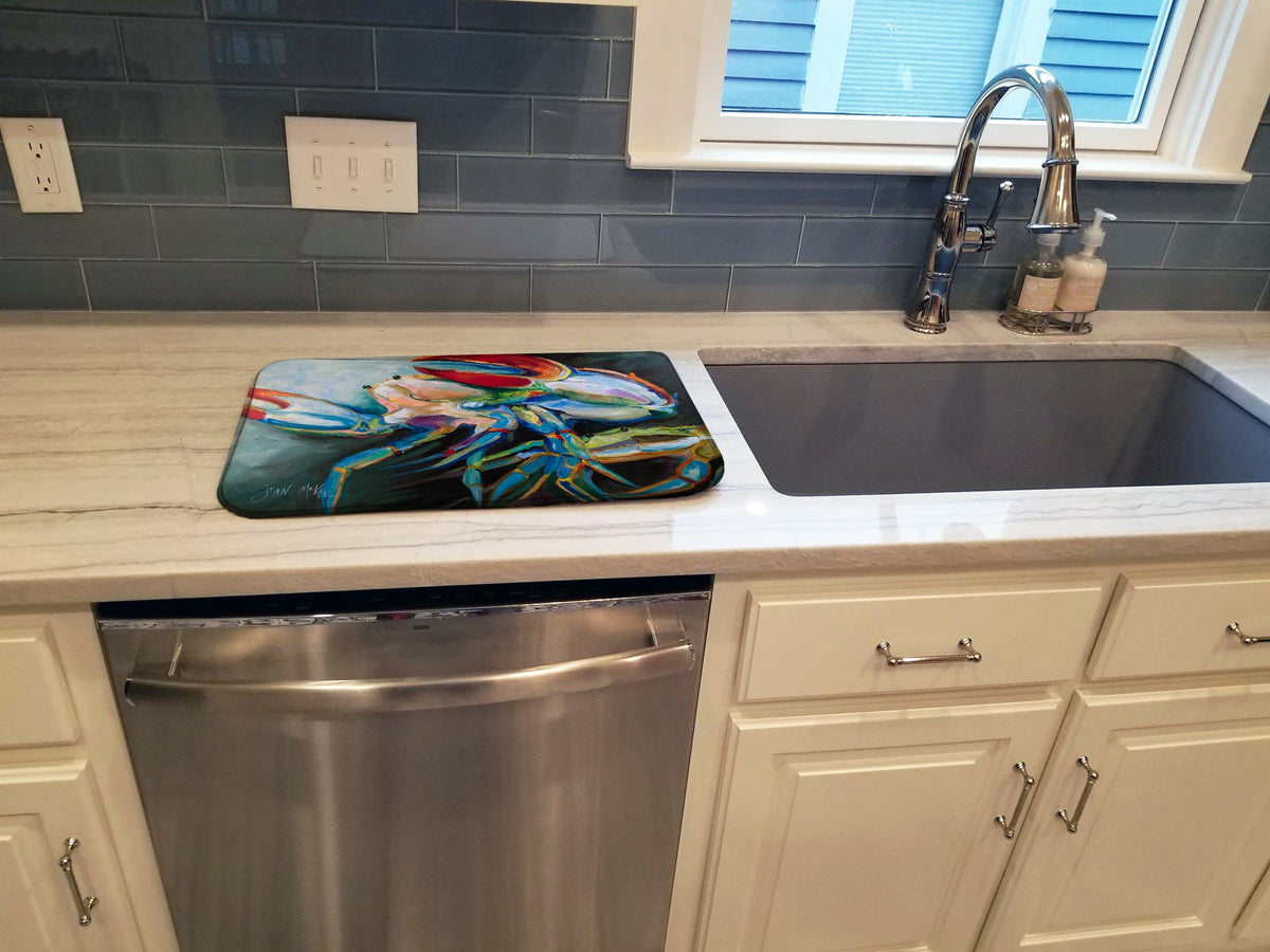Blue Crab Dish Drying Mat Absorbent Dish Drying Mat Pad for Kitchen Counter Dish Drainer Mat for Countertop, 14 x 21", Multicolor