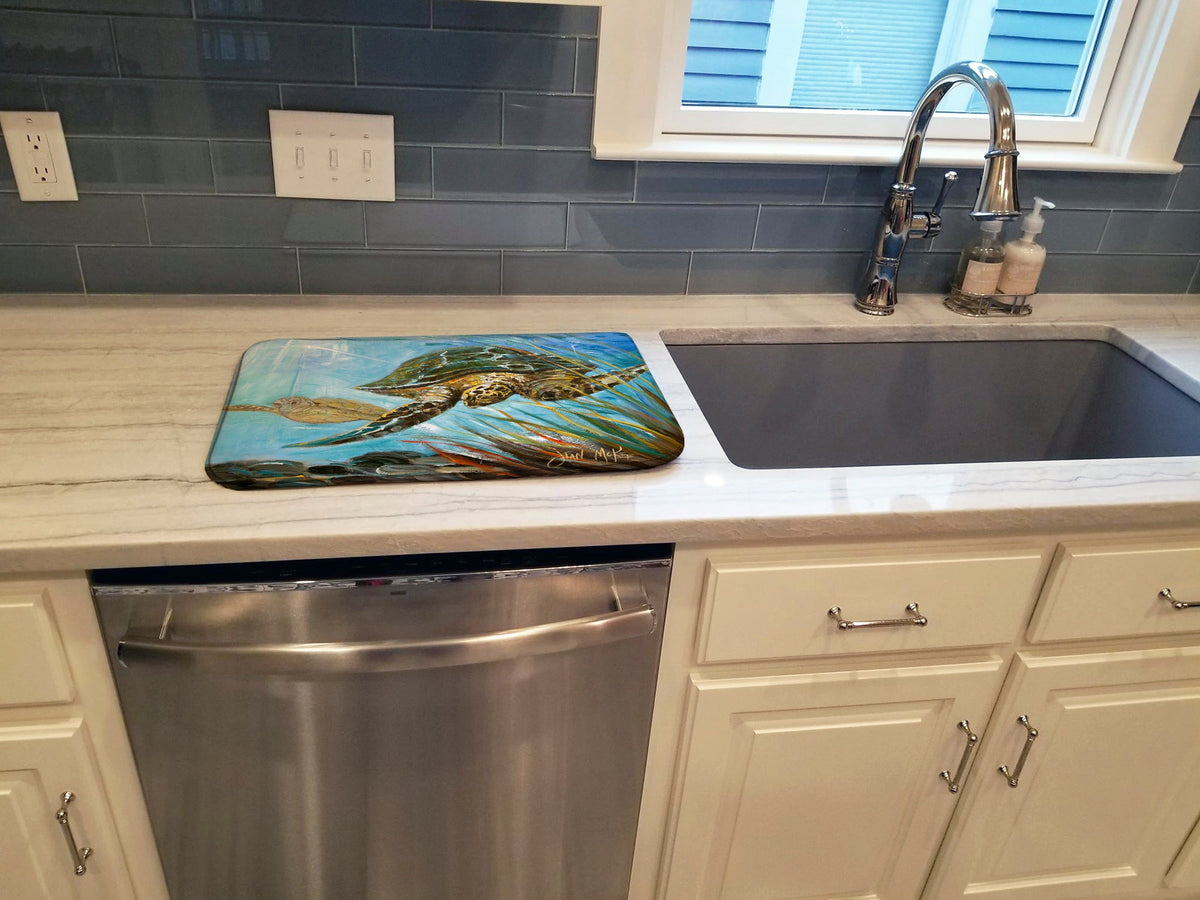 Loggerhead Sea Turtle Dish Drying Mat Absorbent Dish Drying Mat Pad for Kitchen Counter Dish Drainer Mat for Countertop, 14 x 21", Multicolor