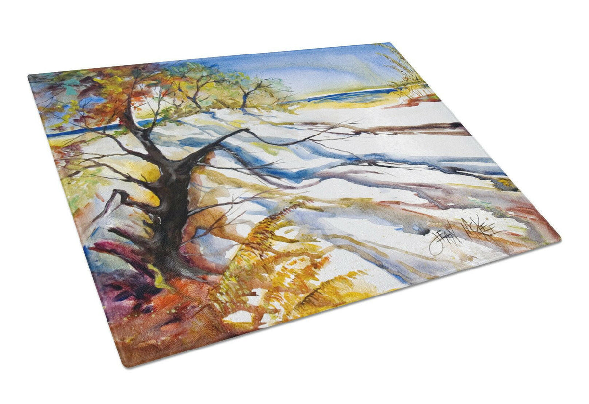 Sand Dune Cutting Board Tempered Glass Kitchen Cutting Surface, Heat Resistant Chopping, Non-Slip Feet, Food Prep & Serving