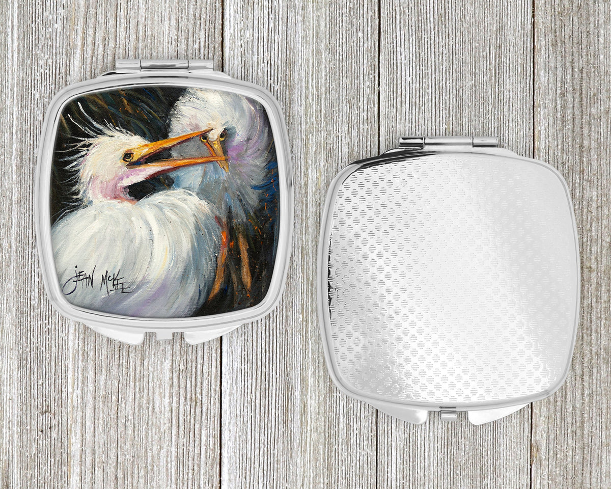 White Egret Compact Mirror Decorative Travel Makeup Mirror for Women Girls Gifts Pocket Makeup Mirror Folding Handheld