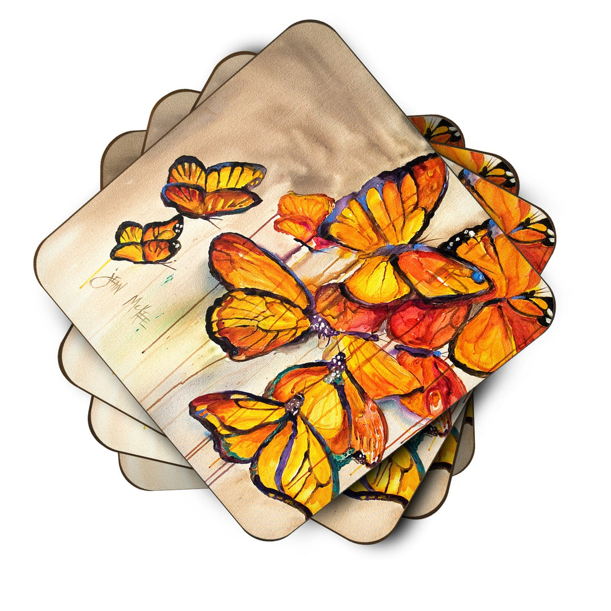 Butterflies Foam Coasters Set of 4 Cup Coasters for Indoor Outdoor, Tabletop Protection, Anti Slip, Mouse pad Material